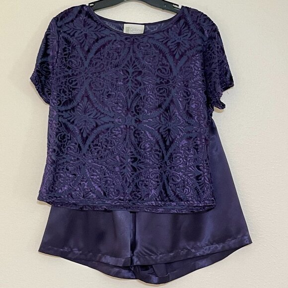 Vintage California Dynasty Short Pajama Set Size Medium Velvet Crushed Velvet - Picture 1 of 13